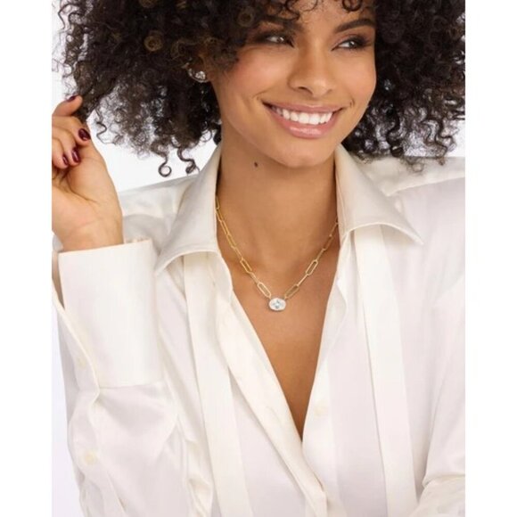 Melinda Maria Hello Gorgeous Samantha Chain Necklace Gold Tone NWT - Picture 4 of 6